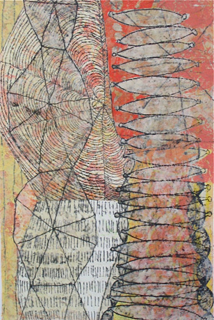Eva Isaksen - Works on Paper - Towers with Red